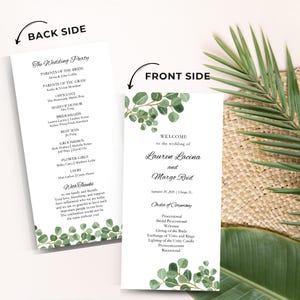 Gedrukt huwelijksreceptieprogramma's, ceremonieprogramma's Trouwprogrammakaarten, minimalistisch trouwprogramma, elegante programmakaarten, lange ceremonie