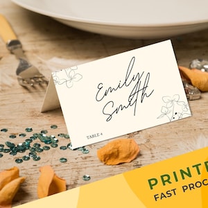 Tarjetas de lugar de boda personalizadas e impresas con opciones de comida / Tarjeta de nombre de mesa plegada / Tarjetas de ubicación personalizadas / Tarjeta de cena / Tarjeta de lugar de mesa