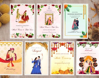 Personalized Printed Indian Wedding Invitation Set, Hindu Wedding Invitations, Hindu Wedding, Indian Wedding Invitation, Indian Invite Sets
