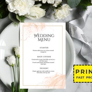 Personalisiertes gedrucktes Hochzeitsmenü, minimalistisches Hochzeitsmenü, modernes Hochzeitsmenü, einfaches Menü, Hochzeitsmenükarten, Abendmenükarte gedruckt