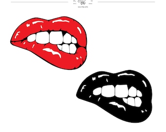 Biting Lip Svg, Lips Svg, American Lips Svg, Lips Clip Art, Red Lips, Black Lips Svg Png