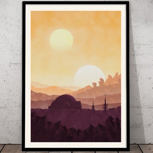 Tatooine - Star Wars Travel Poster, Star Wars Planet Minimalist Poster Bundle, Star Wars Gift, Star Wars Wall Art