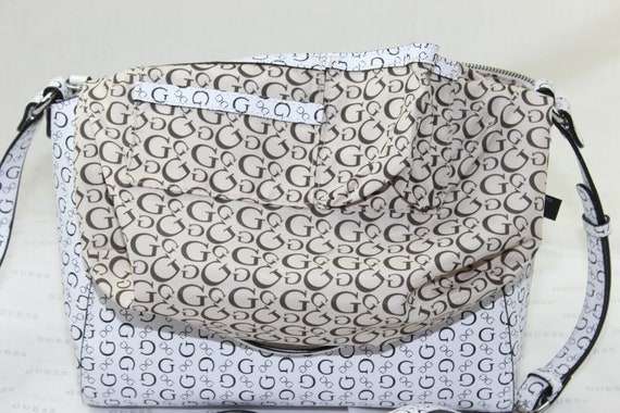 GUESS Tambako Logo Satchel bag purse white - image 3