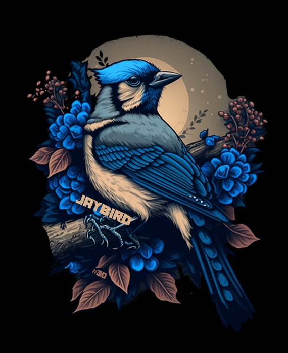 Tattoo Style Blue Jay Bird Shirt Jaybird Abstract Style 