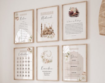 Ramadan Wall Art, Islamic Digital Wall Art Set, Suhoor Iftar Fasting Dua, Laylatul Qadr Dua Wall Art, Ramadan Mubarak Poster Printable Decor