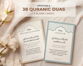 Islamic Dua Cards Digital Download, Ramadan Eid Gift, Printable Quran Dua Flash Cards Arabic Transliteration English Downloadable Duas