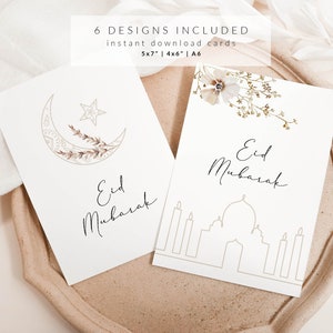 Printable Eid Mubarak Cards Islamic Greeting Cards Digital Download
