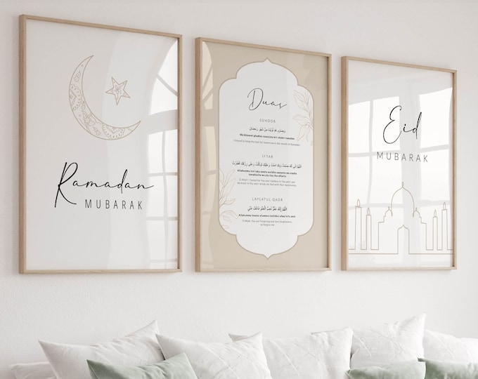 Ramadan Wall Art Set of 3 Islamic Printable Wall Art Suhoor Etsy