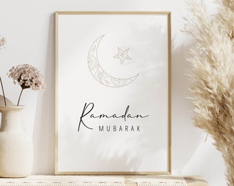 Minimalist Ramadan Mubarak Wall Art, Islamic Wall Art, Ramadan Decoration, Ramadan Digital Art Print, Muslim Printable Wall Art Home Decor