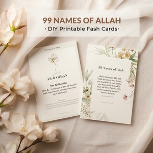 Islamic Printable Flash Cards 99 Names of Allah Al Asma Ul Husna ...