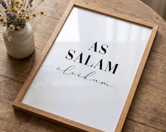 Islamic Printable Wall Art As Salam Aleikum - Digital Download, Muslim Home Decor, Black & White Print, Entryway Downloadable Poster, Gift