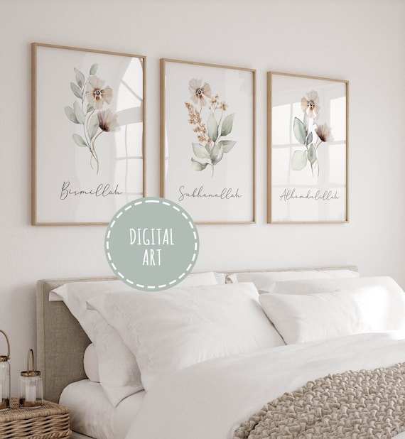 Lot De 3 Estampes Islamiques – Art Mural Neutre – Calligraphie Sur Papier A3 – Idée Cadeau