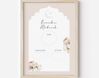 Printable Ramadan Planner, Suhoor & Iftar Time Tracker, Ramadan Decoration, Ramadan Decor, Ramadan Gifts, A4 8x10in 5x7in Digital Download