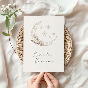 Juego de 6 tarjetas imprimibles de Ramadán, regalos de Ramadán, decoración moderna de Ramadán DIY, descarga digital islámica A6, 5 x 7 pulgadas, minimalista