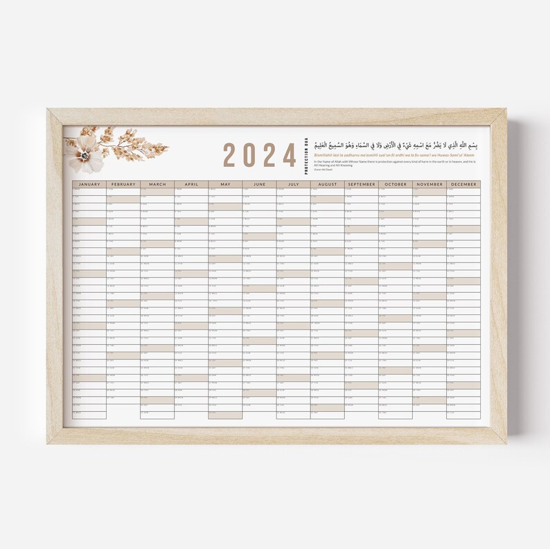 Printable Islamic Calendar 2024 Planner 2024 Digital Download Etsy Canada