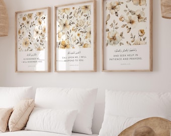 Islamic Wall Art, Set of 3 Islam Posters Digital Download, Muslim Printable Triptych, Quran Verse Prints, Islamic Gifts Muslim Home Decor