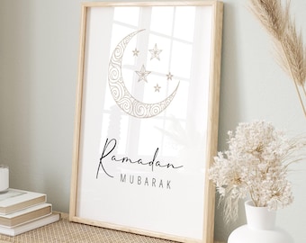 Minimalist Ramadan Mubarak Wall Art, Islamic Wall Art, Ramadan Decoration, Ramadan Digital Art Print, Muslim Printable Wall Art Home Decor