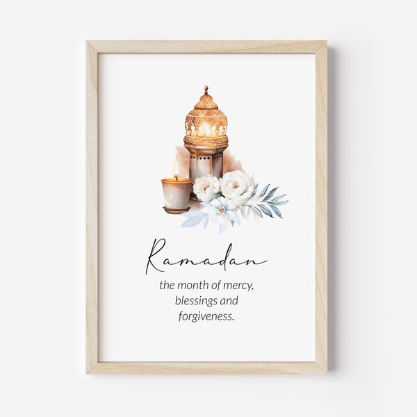 Ramadan Wand Kunst digitaler Download, islamisches druckbares Poster, Ramadan Mubarak Dekorationen, muslimisches Wohnkultur, Ramadan herunterladbarer Druck