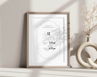 Printable Ramadan Planner, Suhoor & Iftar Time Wall Art, Ramadan Tracker Decoration Decor, Ramadan Gifts, A4 8x10 5x7 4x6 Digital Download