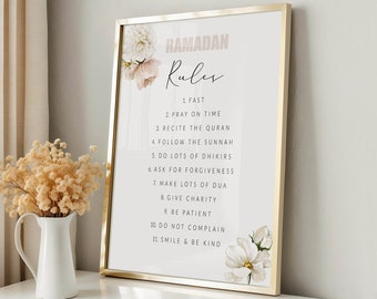 Ramadan Rules Wall Art Digital Download, Islamic Printable Poster, Ramadan Decorations, Muslim Home Decor, Downloadable Print Islam Neutral