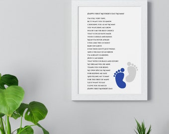 Premier poème pour la fête des mères avec des pieds de bébé