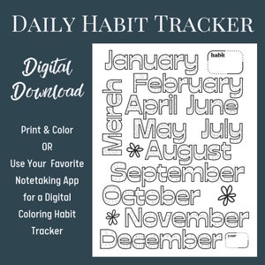 Yearly Habit Tracker: Printable Daily Exercise Calendar (Digital Download)