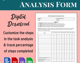 Job Coaching Task Analysis Form | Special Education (Digital Download)