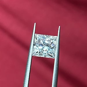 7x7mm Natural GRA Certified Loose Moissanite, Princess Square Cut Diamond, Top Grade Excellent, Anniversary Gift, Jewelry Making