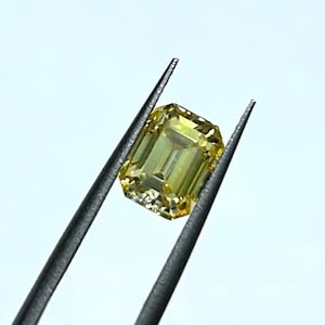 Emerald Cut Golden Yellow Moissanite, Excellent Cut Handcrafted Moissanite for Engagement Ring/Wedding Ring, For Women, 6x8mm Moissanite