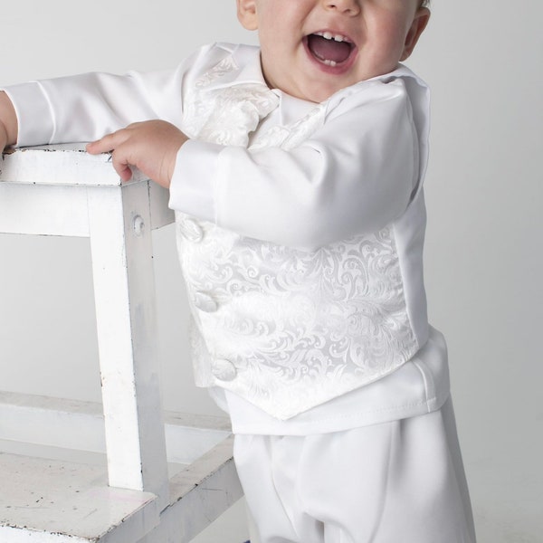 Christening Suit, Baby Boy Suit, Baptism Suit, White Baby Boy Suit, Christening Set