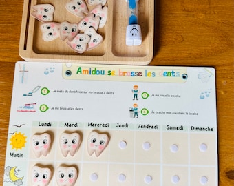 Personalized motivation chart for clean teeth/hourglass/Montessori inspiration