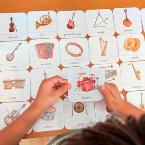 Les instruments de musique, carte de nomenclature inspiration Montessori