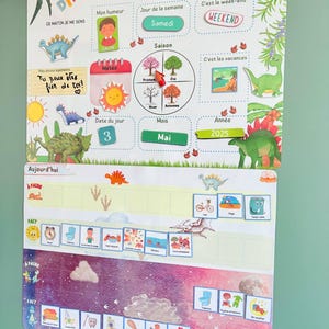 140 magnets / Two large A3 magnetic boards - Montessori routines, personalized decorative theme, complete educational tool