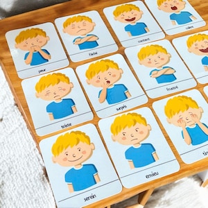 Lot de 12 Cartes des Émotions pour Enfants – Illustrations Éducatives pour Aider à Reconnaître et Exprimer les Sentiments