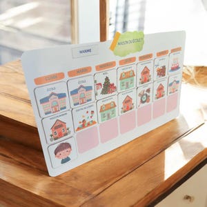 Weekplanner met magneet of laminaat - Thuis en school - Gedeeld ouderschap - Montessori-educatief - Eerste weekplanner voor kinderen