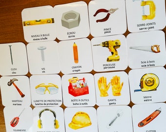 Cartes de nomenclature outils de bricolage /jeu pédagogique/ document linguistique inspiration montessori