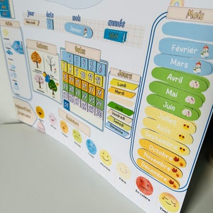 56 magnes, Calendrier Magnétique Grand format A3 personnalisable /se repérer dans le temps/inspiration montessori