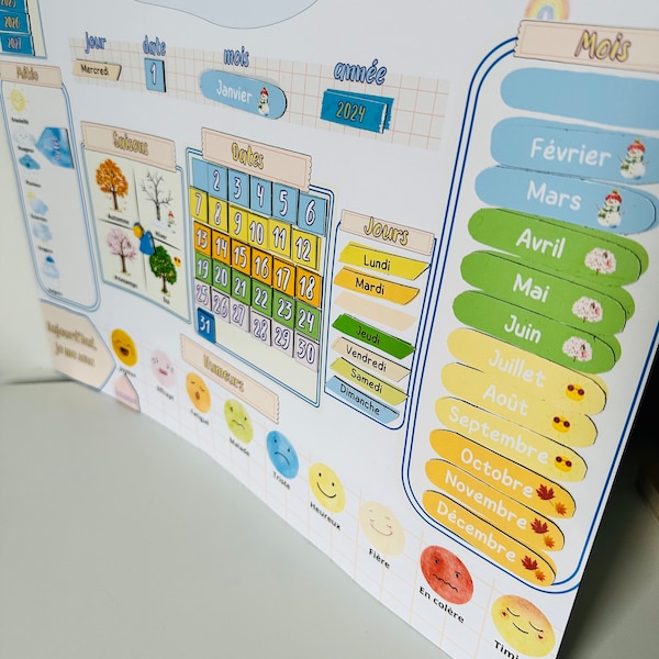 Calendrier Magnétique Grand format personnalisable au prénom de l’enfant /Routine ludique/se repérer dans le temps/inspiration montessori