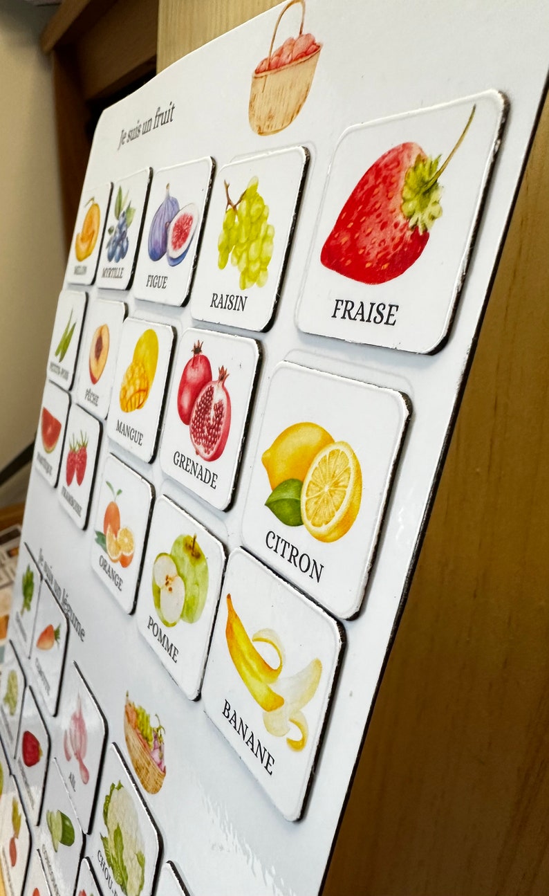 Jeu de reconnaissance fruits & légumes plastifié ou magnétique Montessori image 2