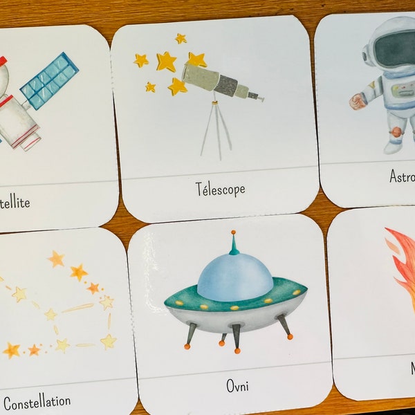 Cartes nomenclatures de l’espace, montessori