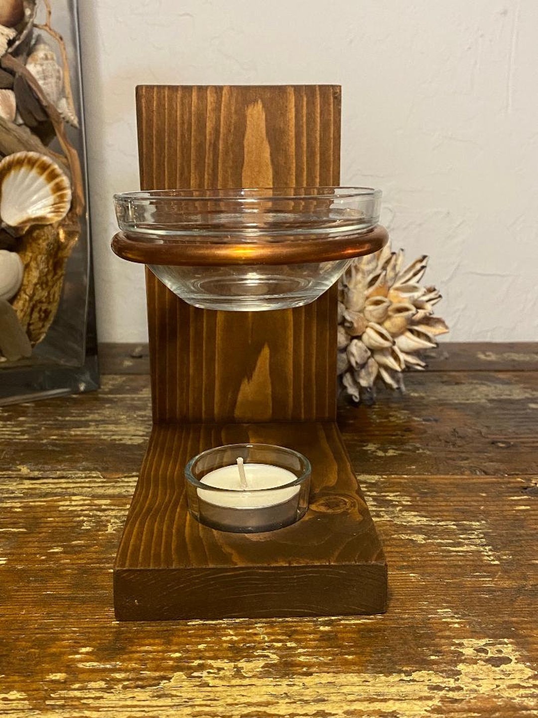 Special Walnut Stain Homemade Tea Light Wax Warmer Etsy