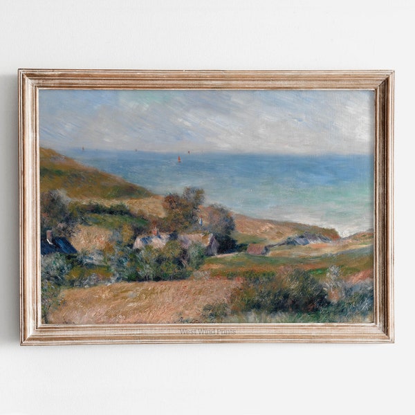 Renoir Coastal Scene, Wargemont Normandy, Beachside Wall Art, French Riviera View, Oceanfront Scene, Renoir Artwork, Seaside Printable, 204