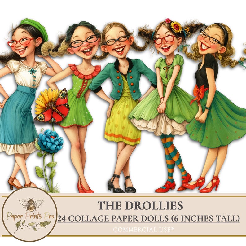 Printable Paper Dolls for Collage – 24 Cutouts for Vintage Crafts, Junk ...