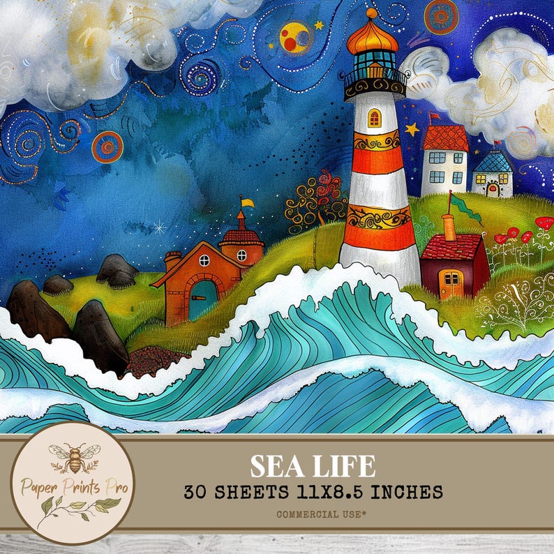 Set of 30 printable sea-themed illustrations (plus 1 bonus), featuring mermaids, pirates, ships, lighthouses, sea animals, and ocean scenes. Designed in a whimsical, colorful storybook style. Ideal for junk journals, card making, kids crafts, wall art, classroom decor, and DIY creative projects. High-resolution JPG files, 11x8.5 inches, ready to print.