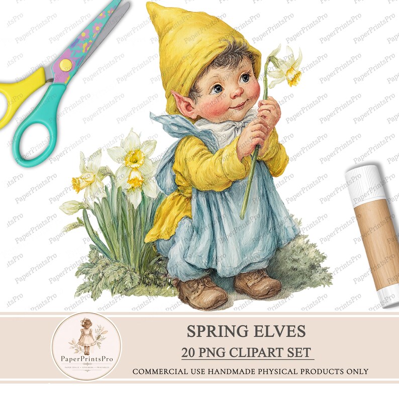Early Spring Elf 20 Spring Elves Clipart PNG Set, Scrapbook Supplies, Junk Journal ...
