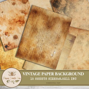 Vintage Paper Backgrounds: 15 Aged Texture Sheets (Digital Download)