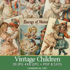 20 Vintage Kids Ephemera Cards for Creative Journals - Complete Scrapbook Supply Set