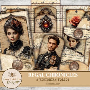 Victorian Junk Journal Folio Kit: Printable Ephemera, Tags, Pockets (Digital Download)