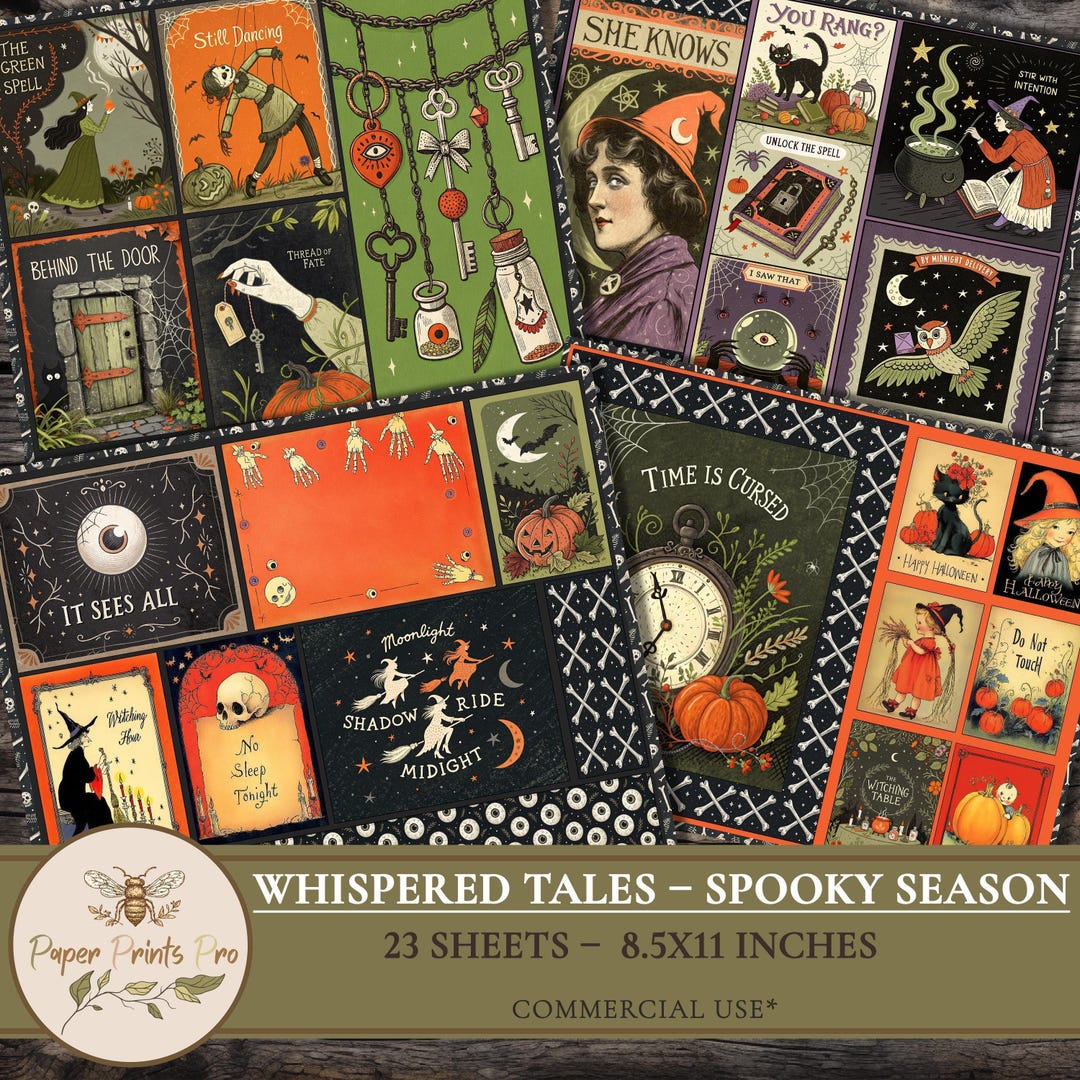 Printable Halloween Junk Journal Kit: Spooky Ephemera, Scrapbook Pages ...