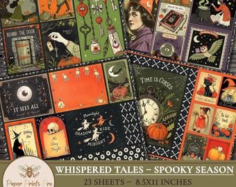 Printable Halloween Junk Journal Kit: Spooky Ephemera, Scrapbook Pages (Digital Download)